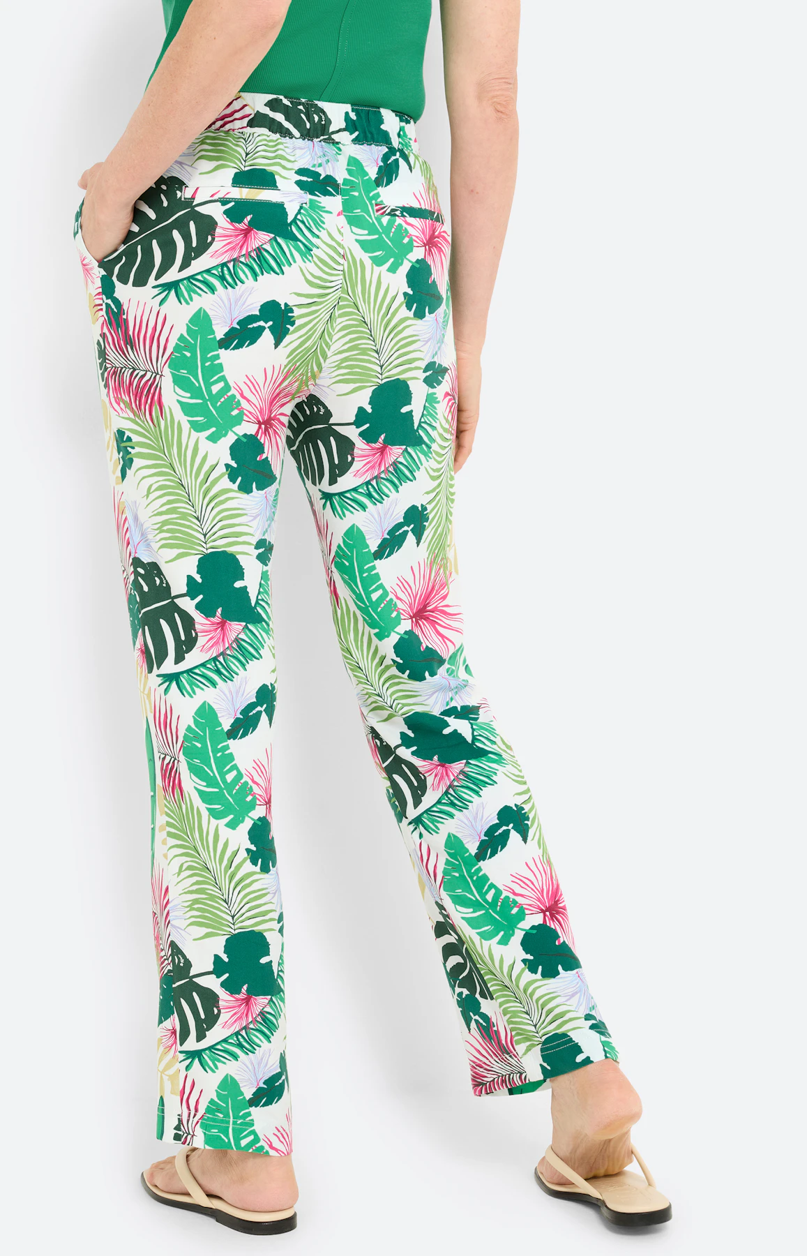 Marlene-broek met tropical-print, pink
