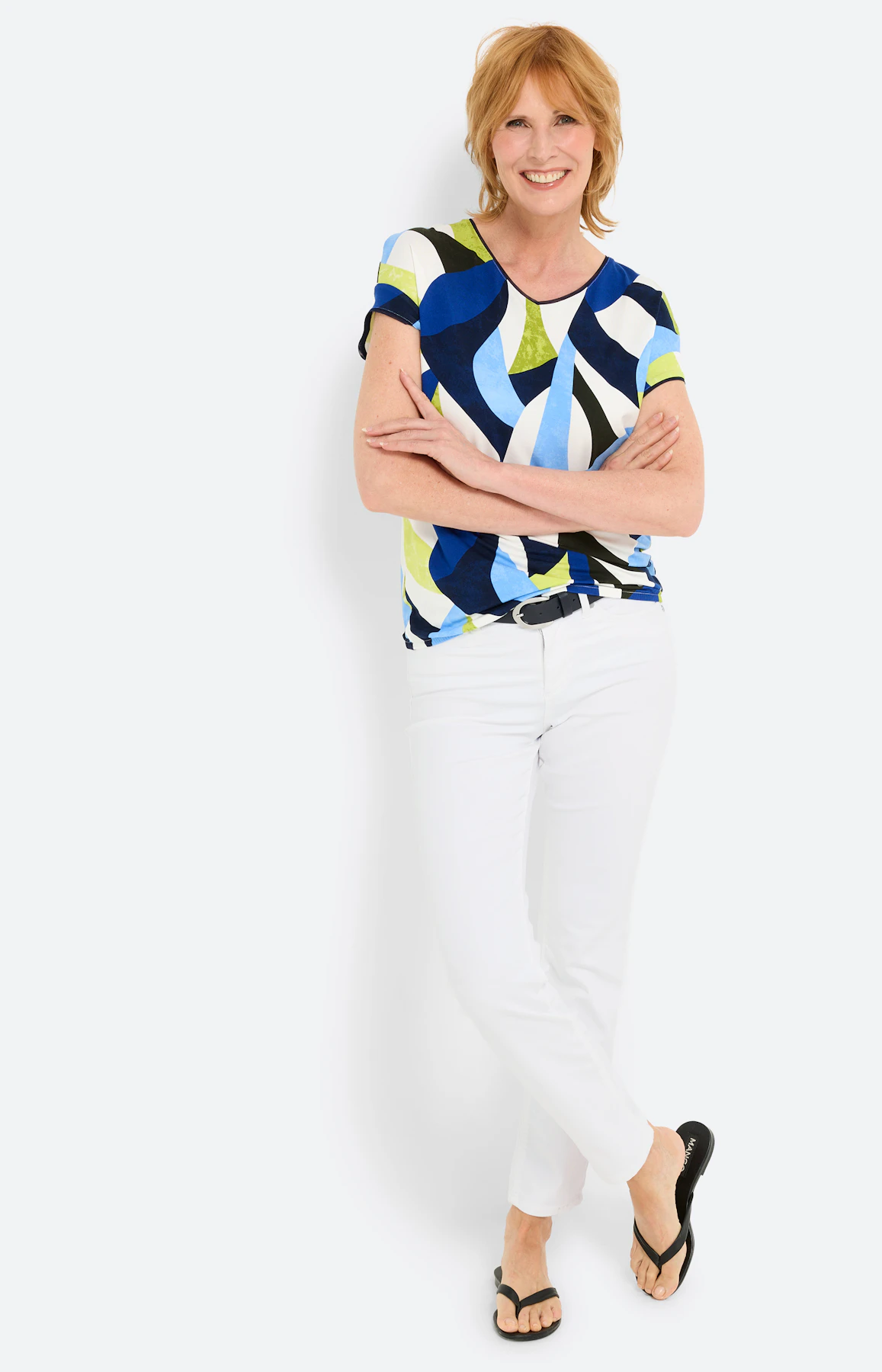T-shirt met grafisch motief, blauw