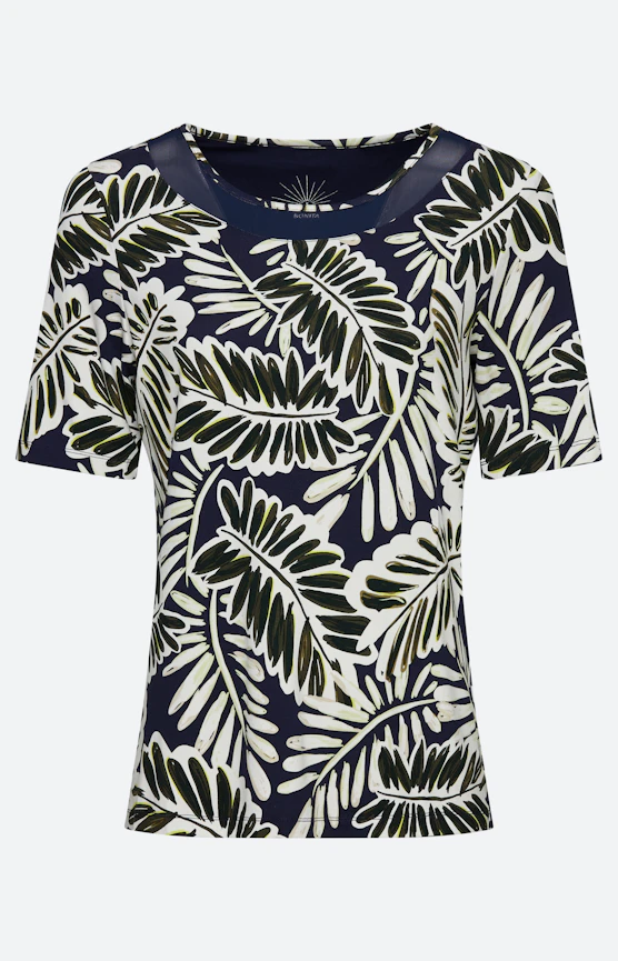 T-Shirt mit Mesh-Einsatz, navy