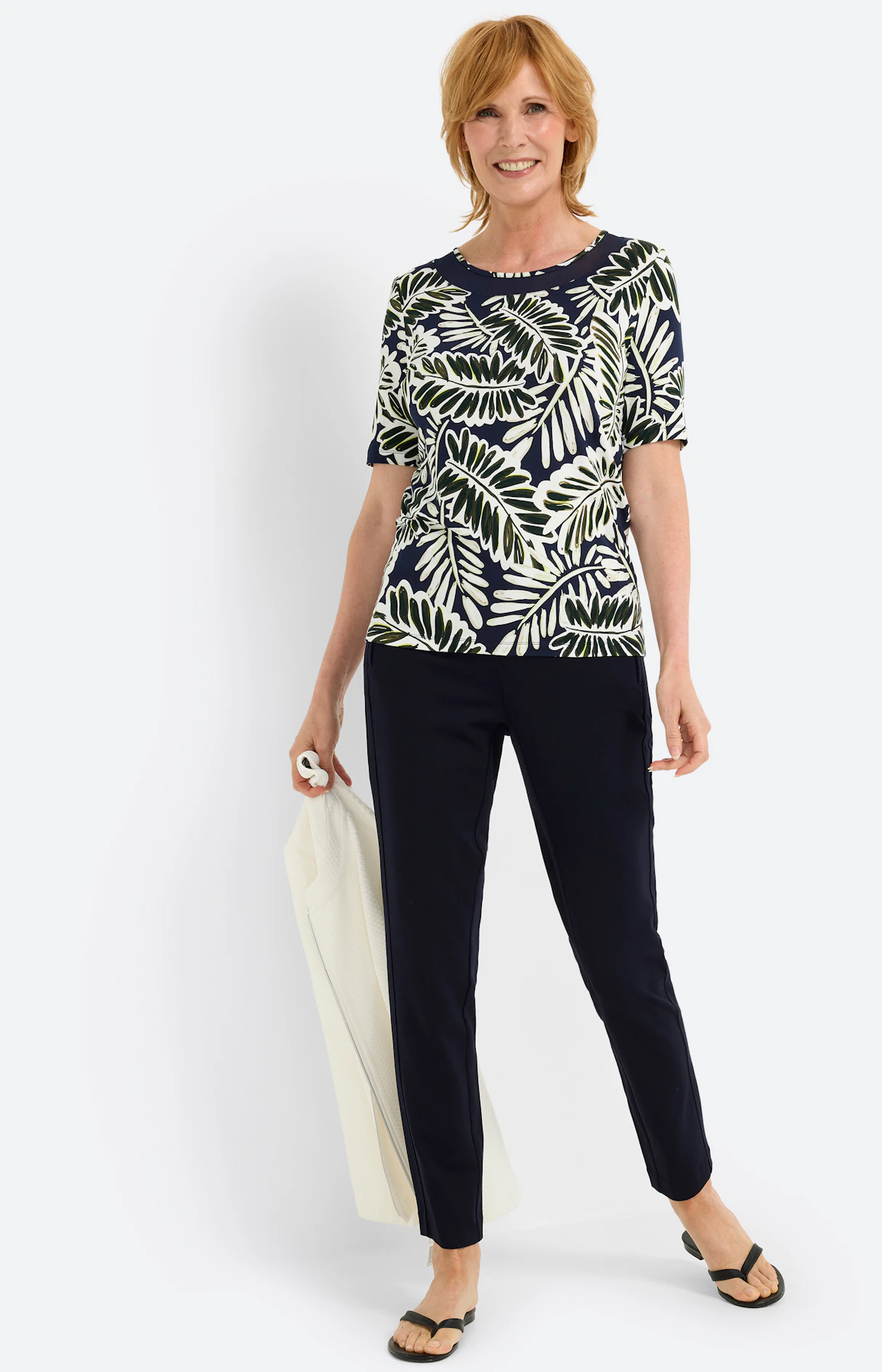 T-shirt met een meshinzet, navy