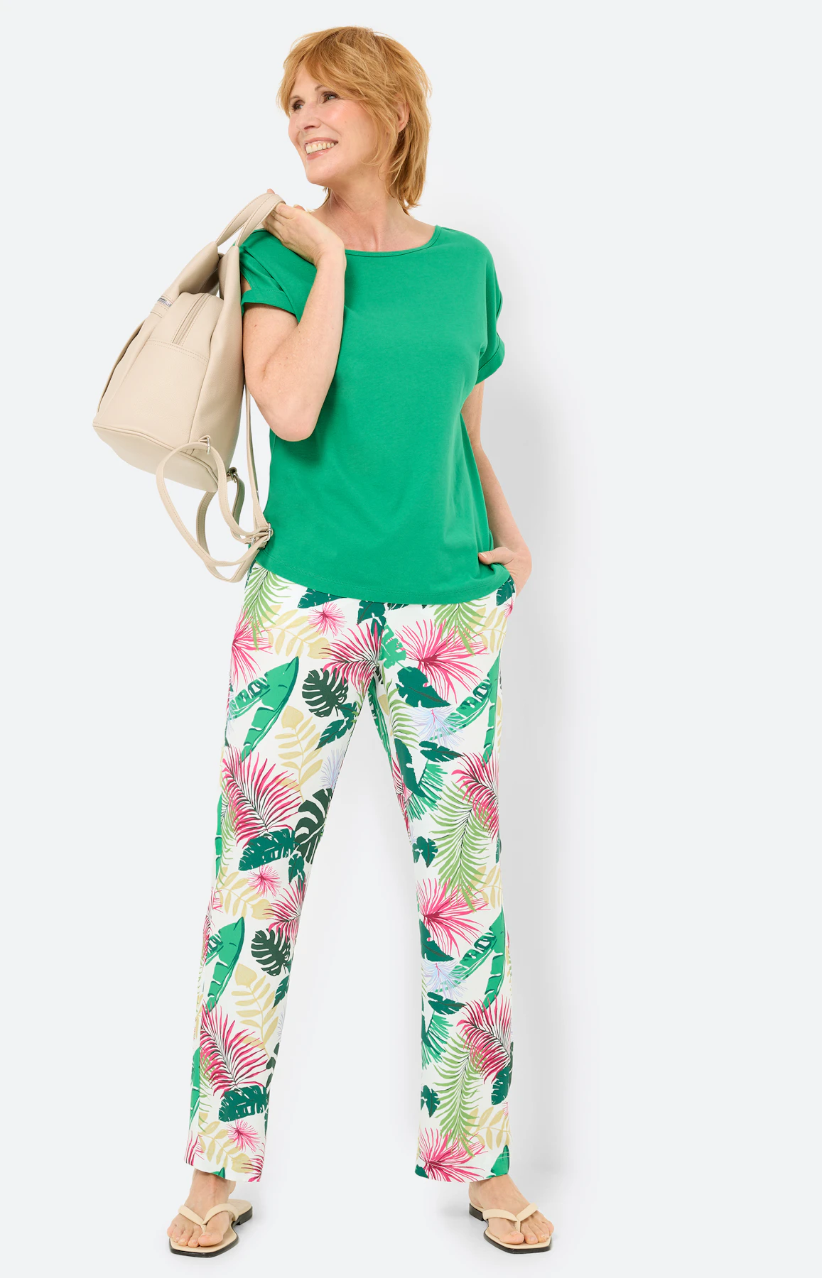 T-shirt met split in de mouwen, felgroen
