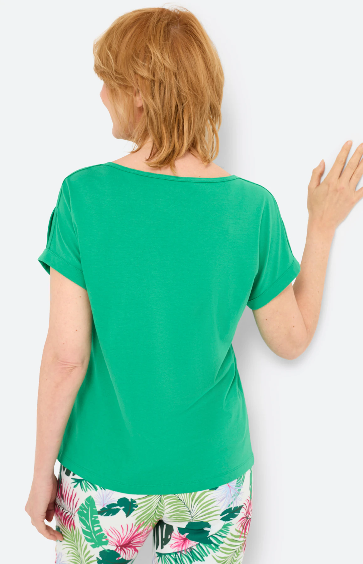 T-shirt met split in de mouwen, felgroen
