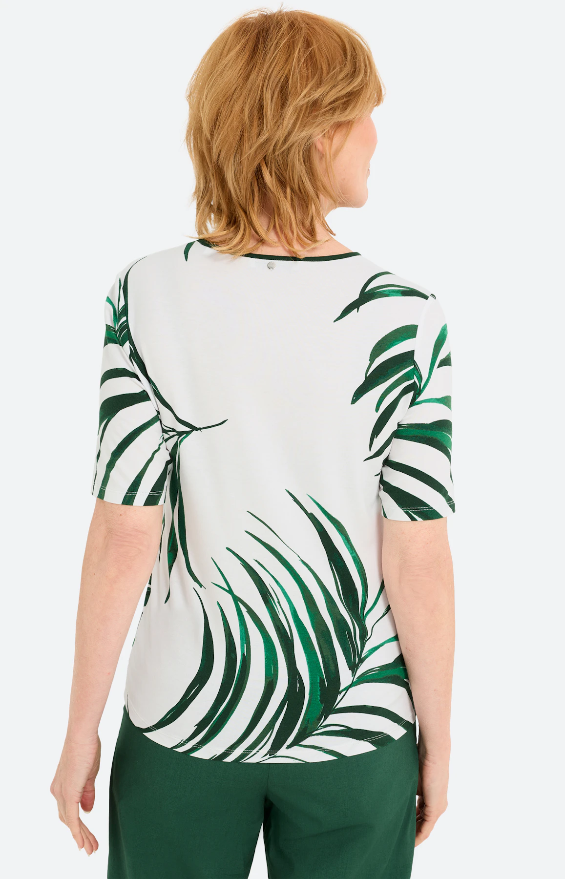 T-Shirt mit Blätterprint, weiß