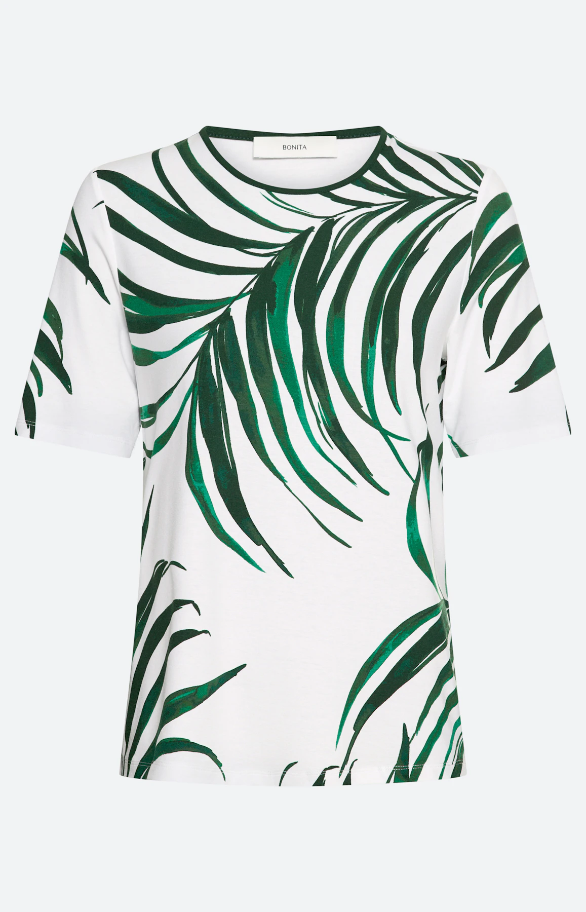 T-Shirt mit Blätterprint, weiß