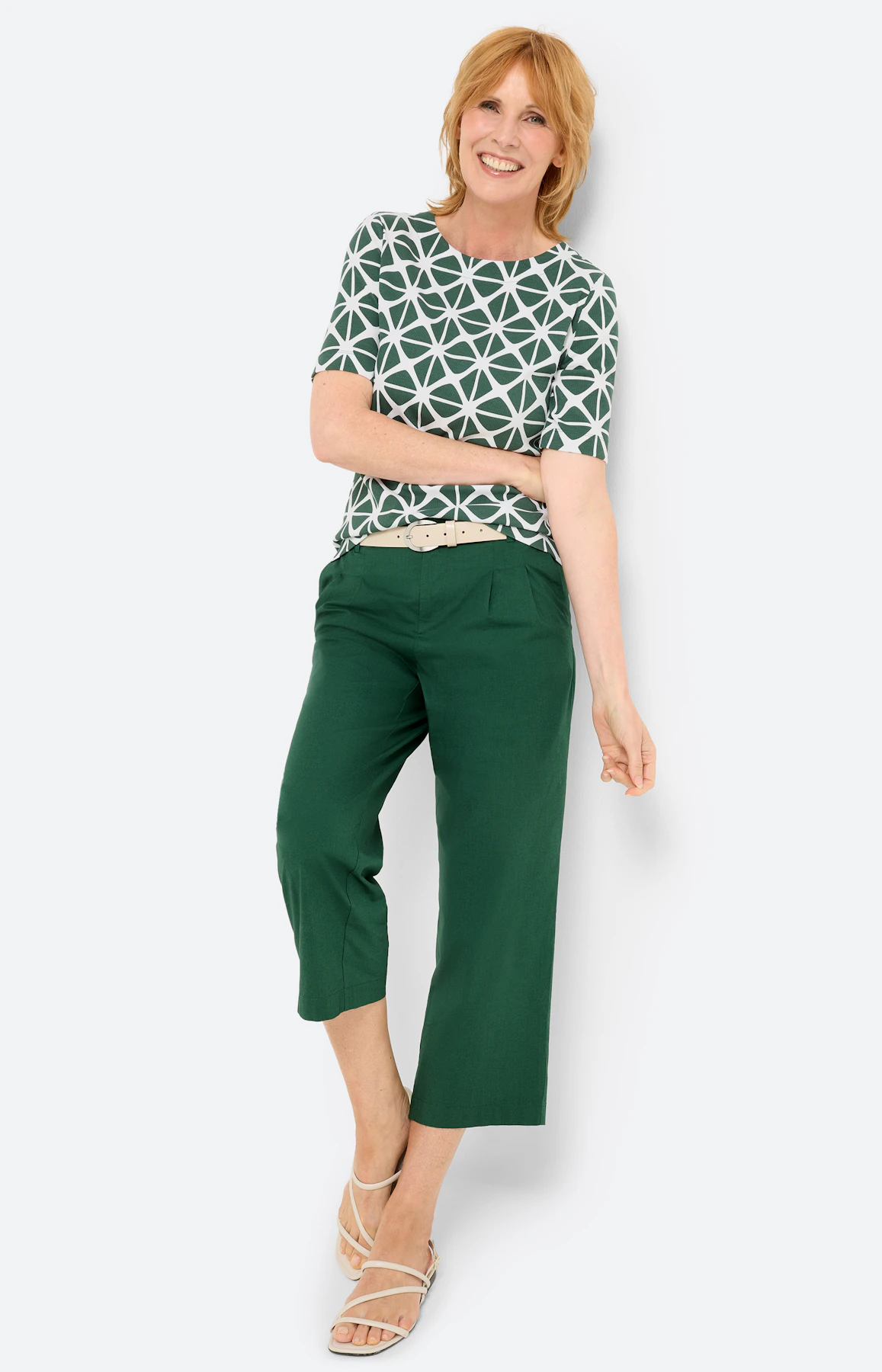 T-shirt met grafische print, dennengroen