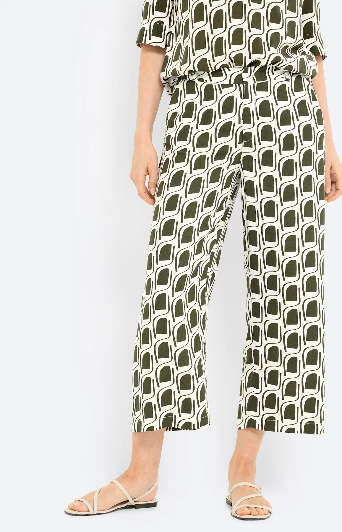 Culotte met grafische print, diepgroen