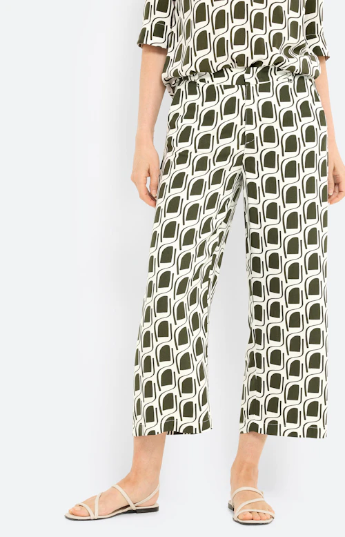 Culotte met grafische print, diepgroen