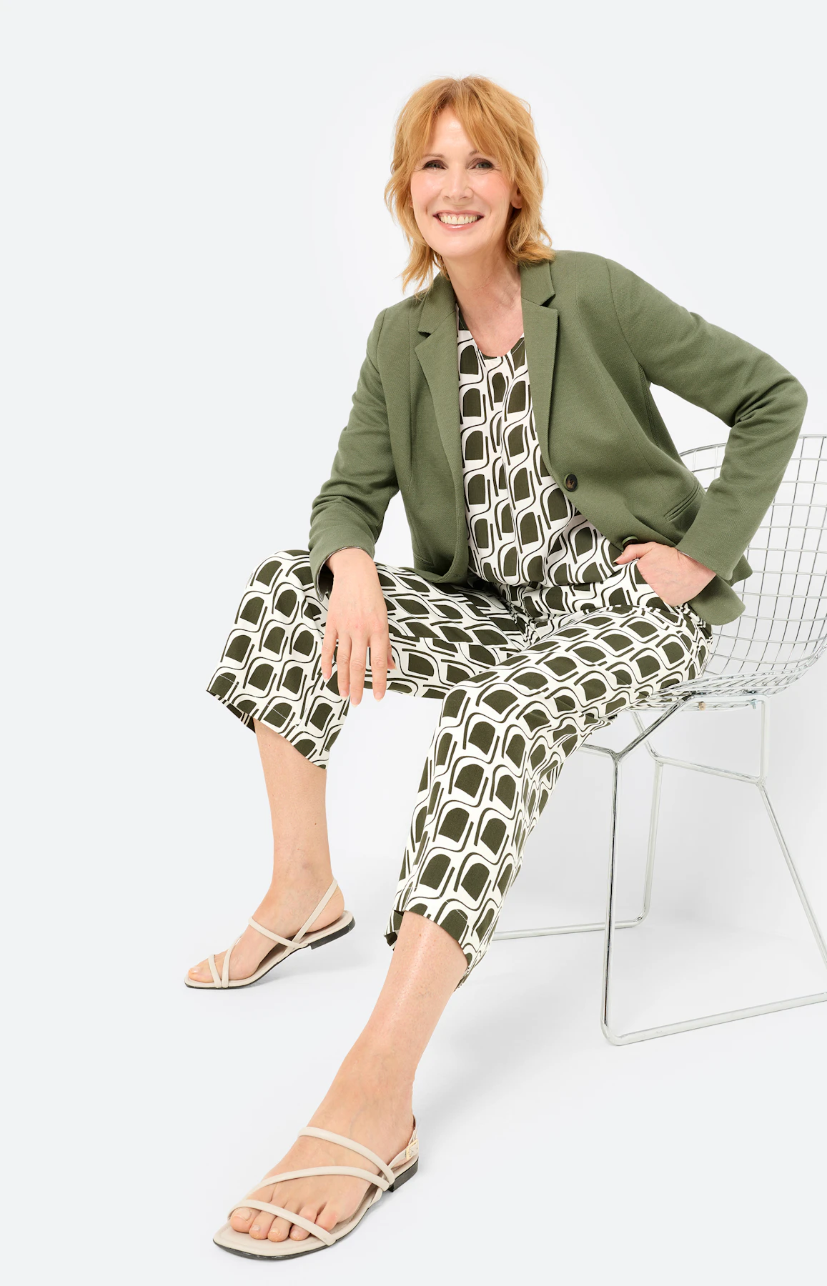 Culotte met grafische print, diepgroen