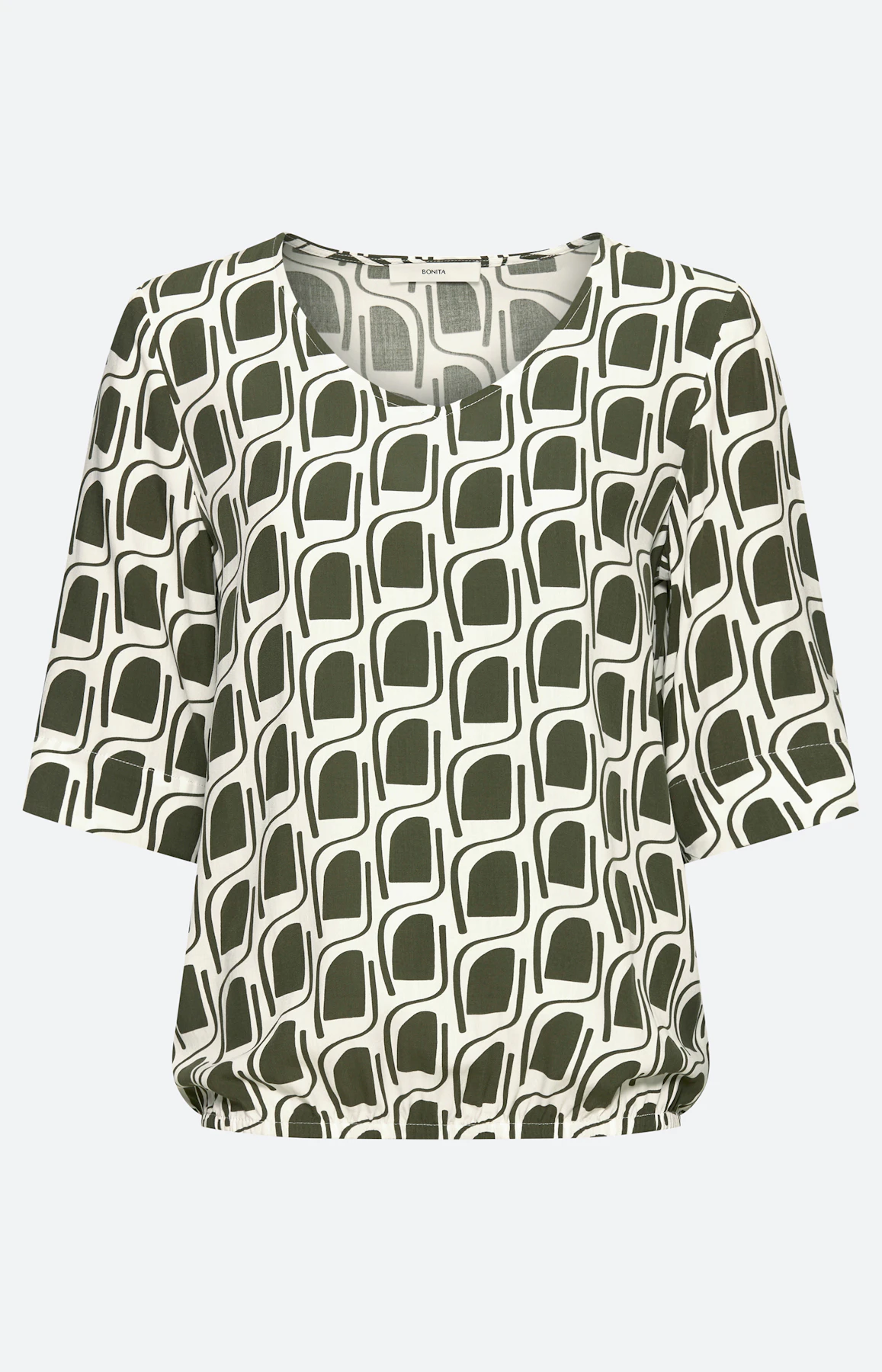 Bluse mit Grafik-Print, tiefgrün