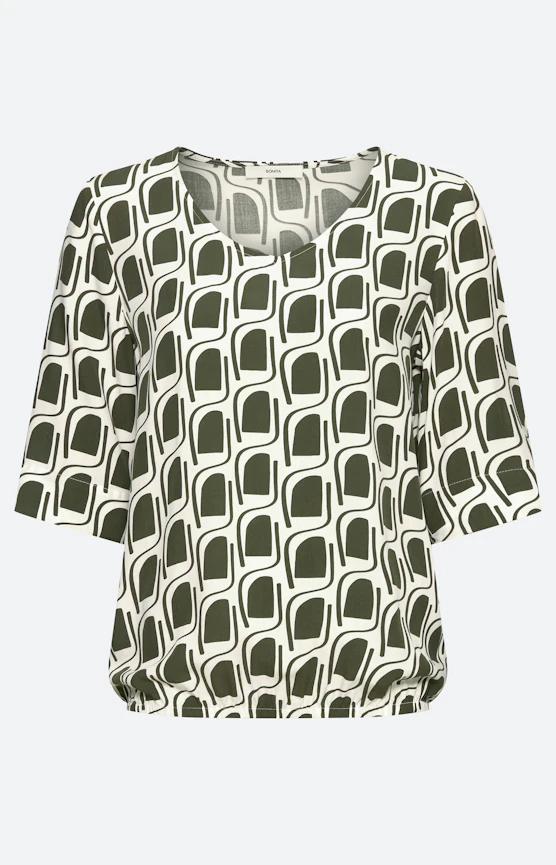 Blouse met grafische print, diepgroen