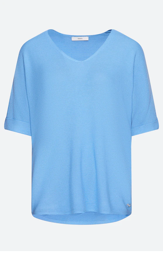 Pullover im Linksstrick, mittelblau