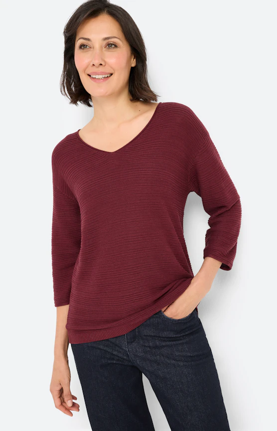 Pullover mit Struktur, bordeaux