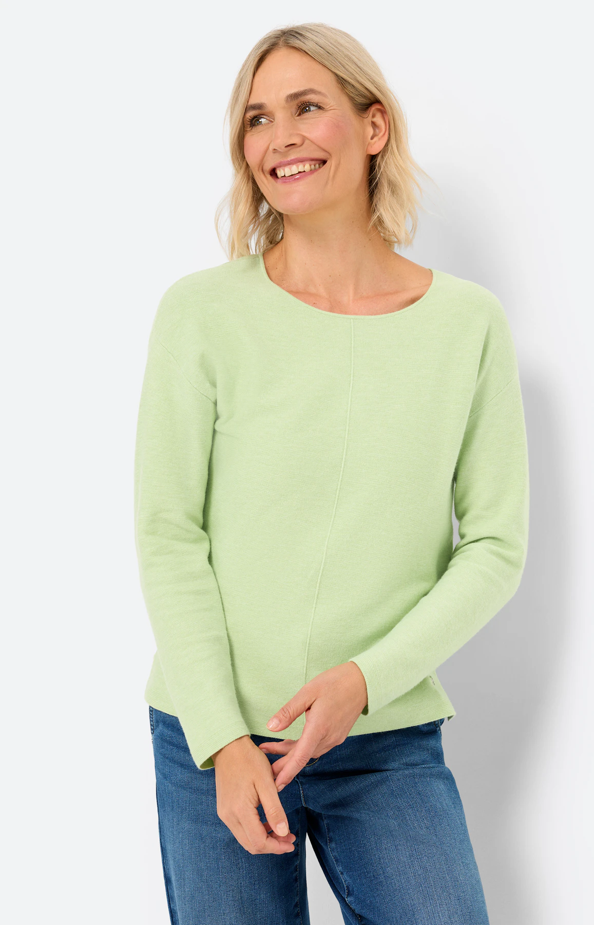 Strickpullover mit Rundhals, pistazie