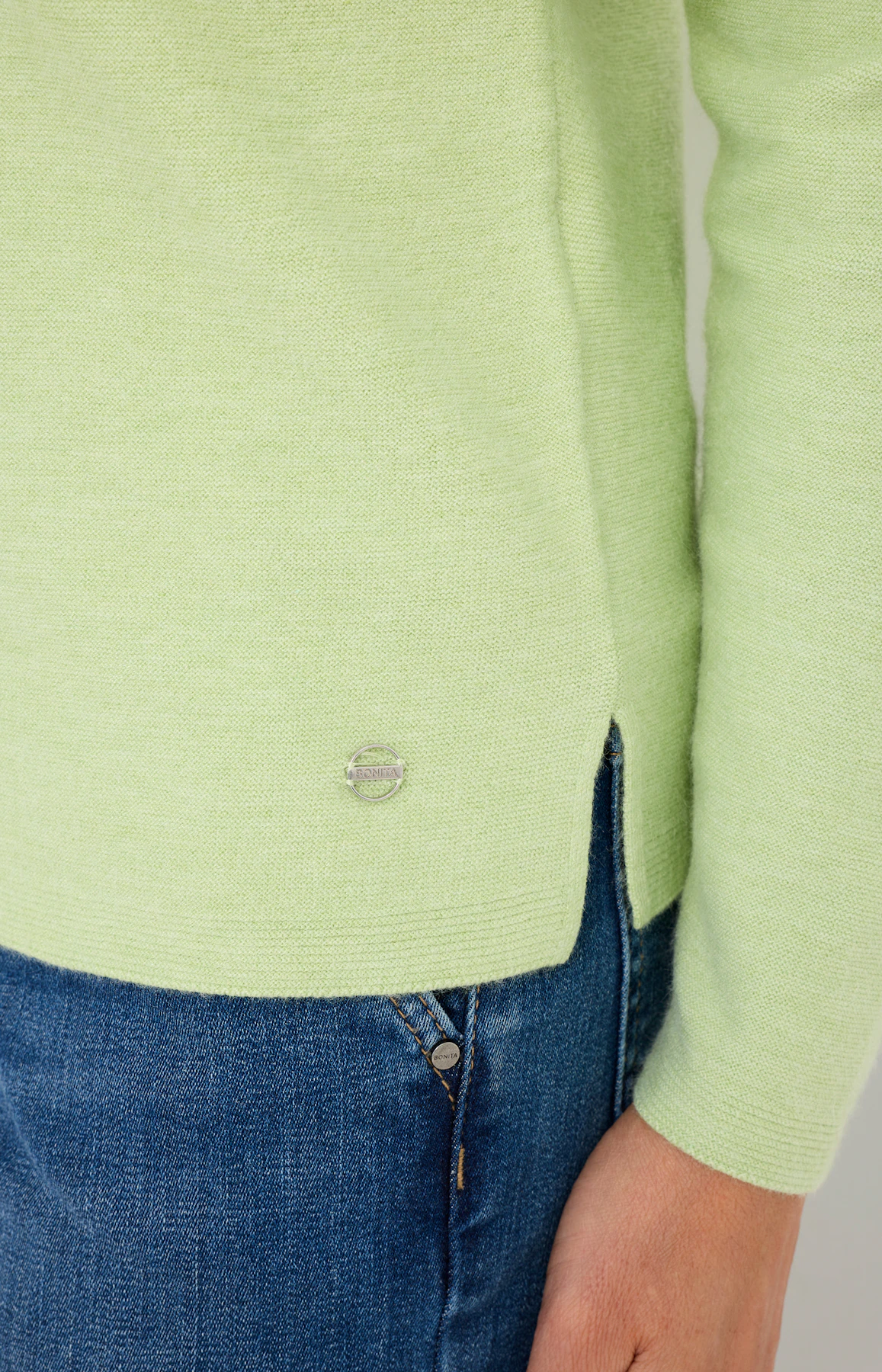 Strickpullover mit Rundhals, pistazie