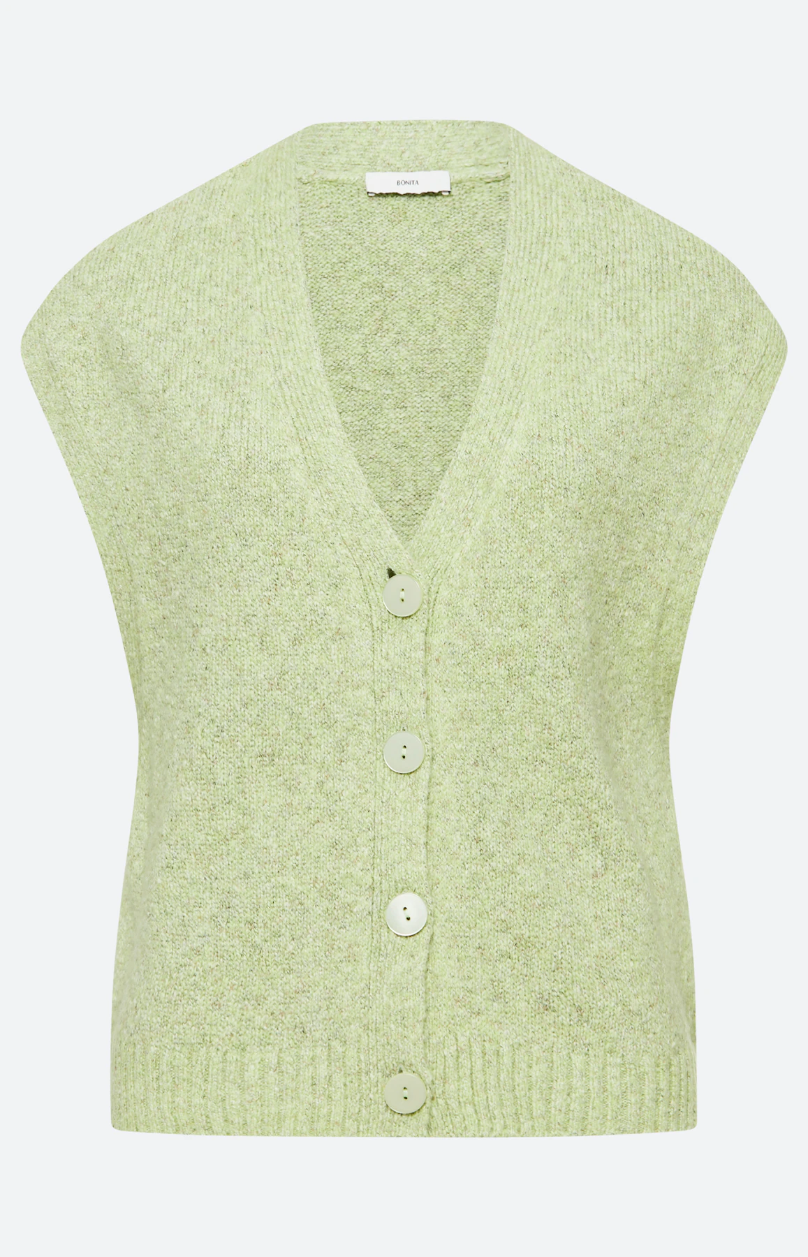 Mouwloos vest met een V-hals, pistache