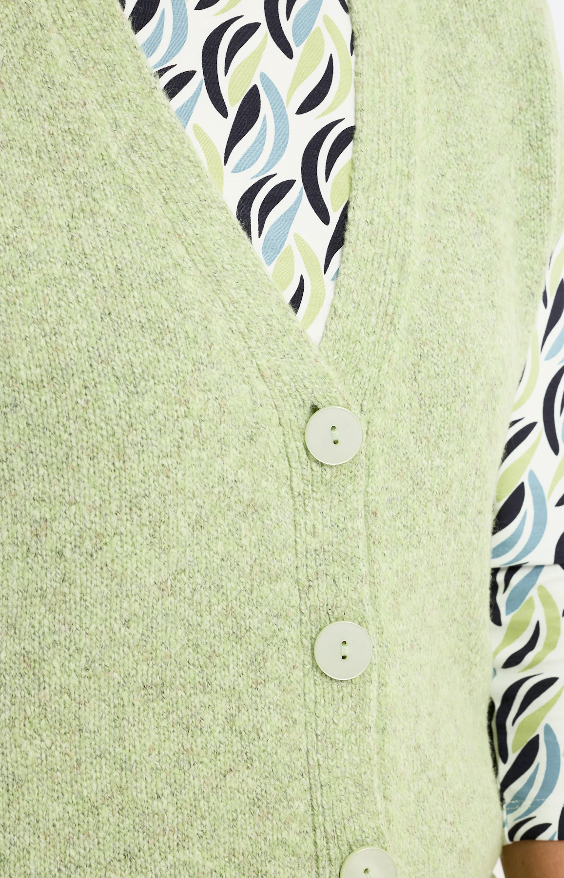 Mouwloos vest met een V-hals, pistache