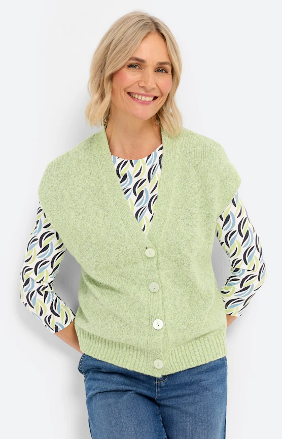 Strickweste mit V-Ausschnitt, pistazie