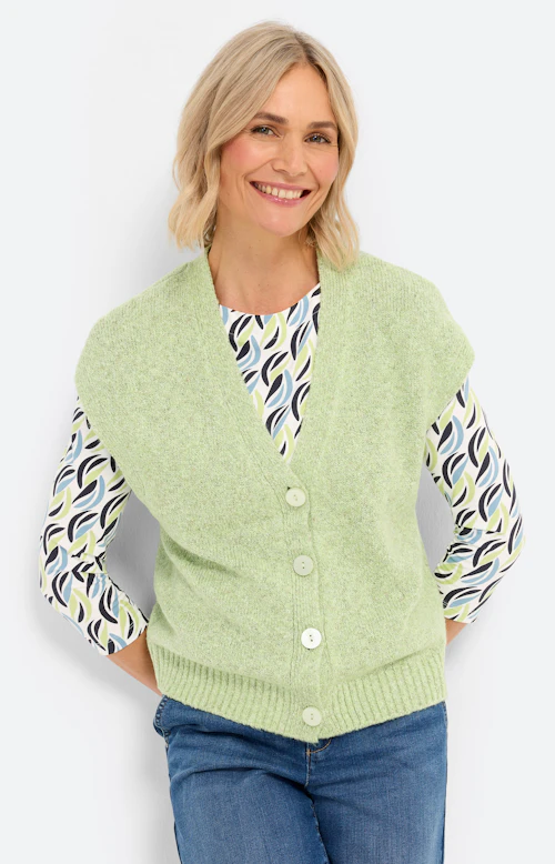 Mouwloos vest met een V-hals, pistache