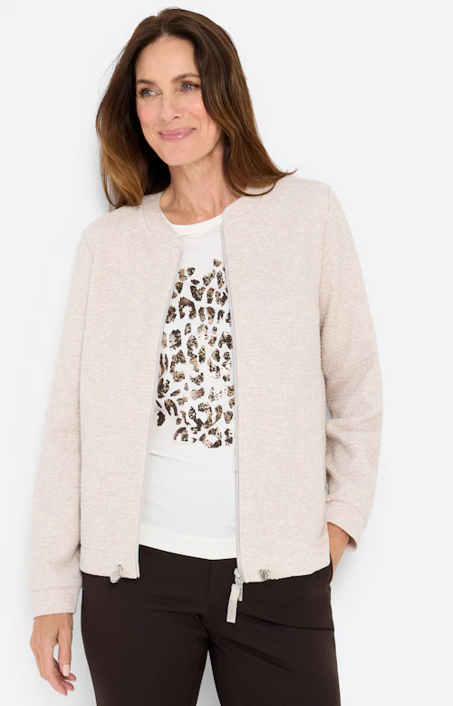 Sweatvest in blousonstijl, stone