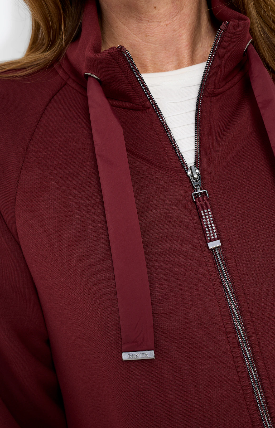 Sweatvest met kraag, bordeaux