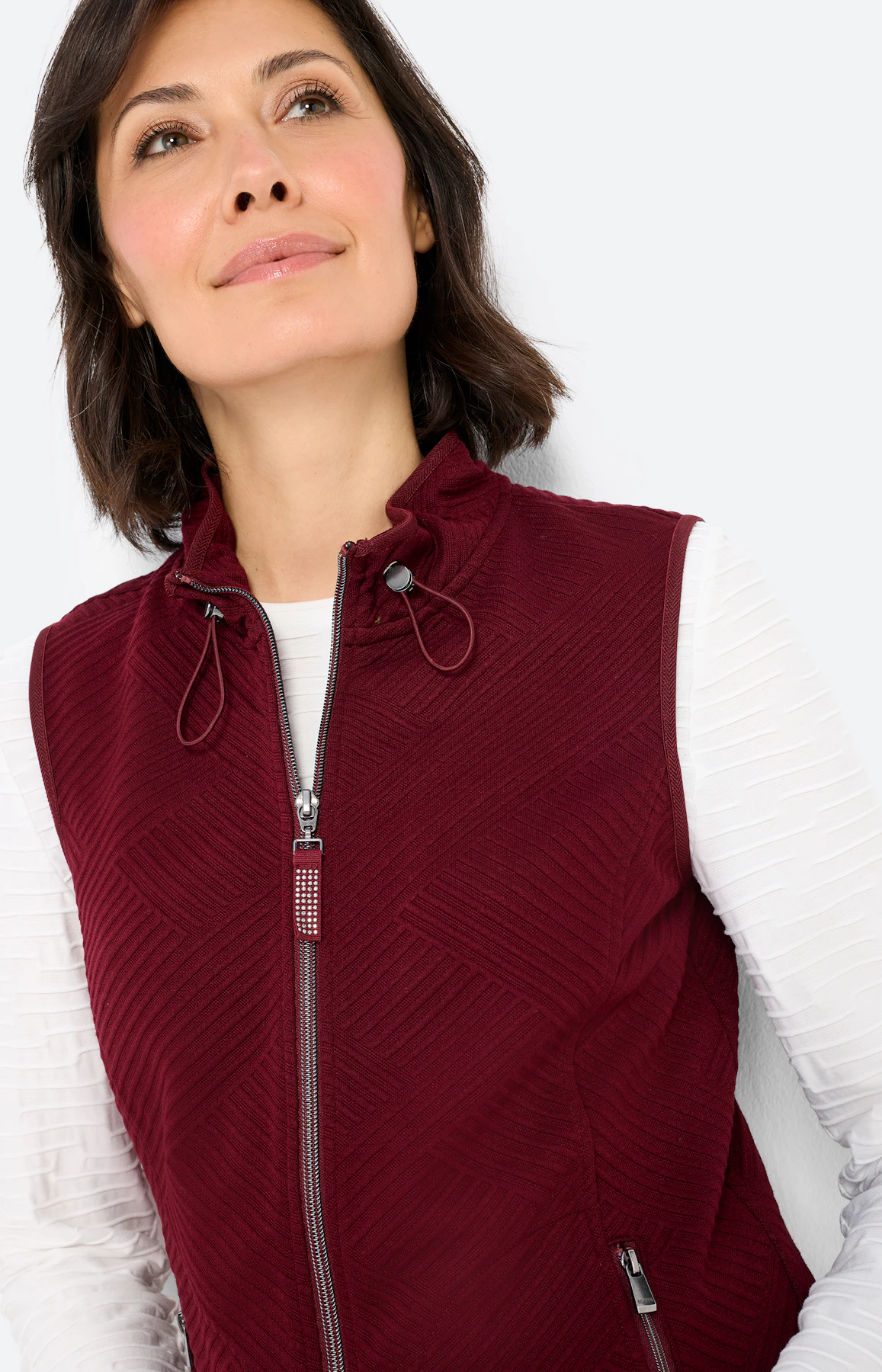 Sweatvestje met structuur, bordeaux