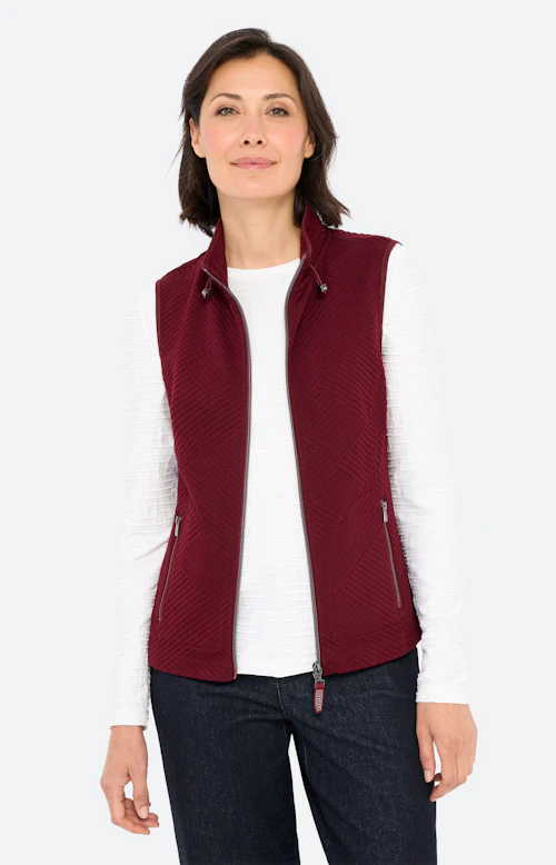 Sweatvestje met structuur, bordeaux
