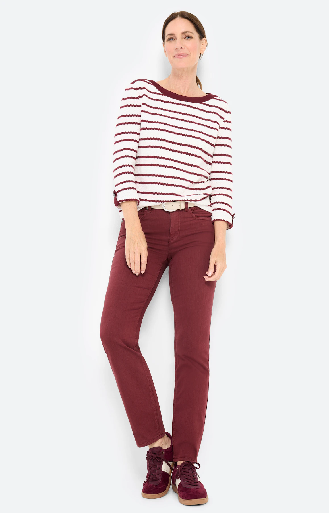 Sweatshirt in streepdessin, bordeaux