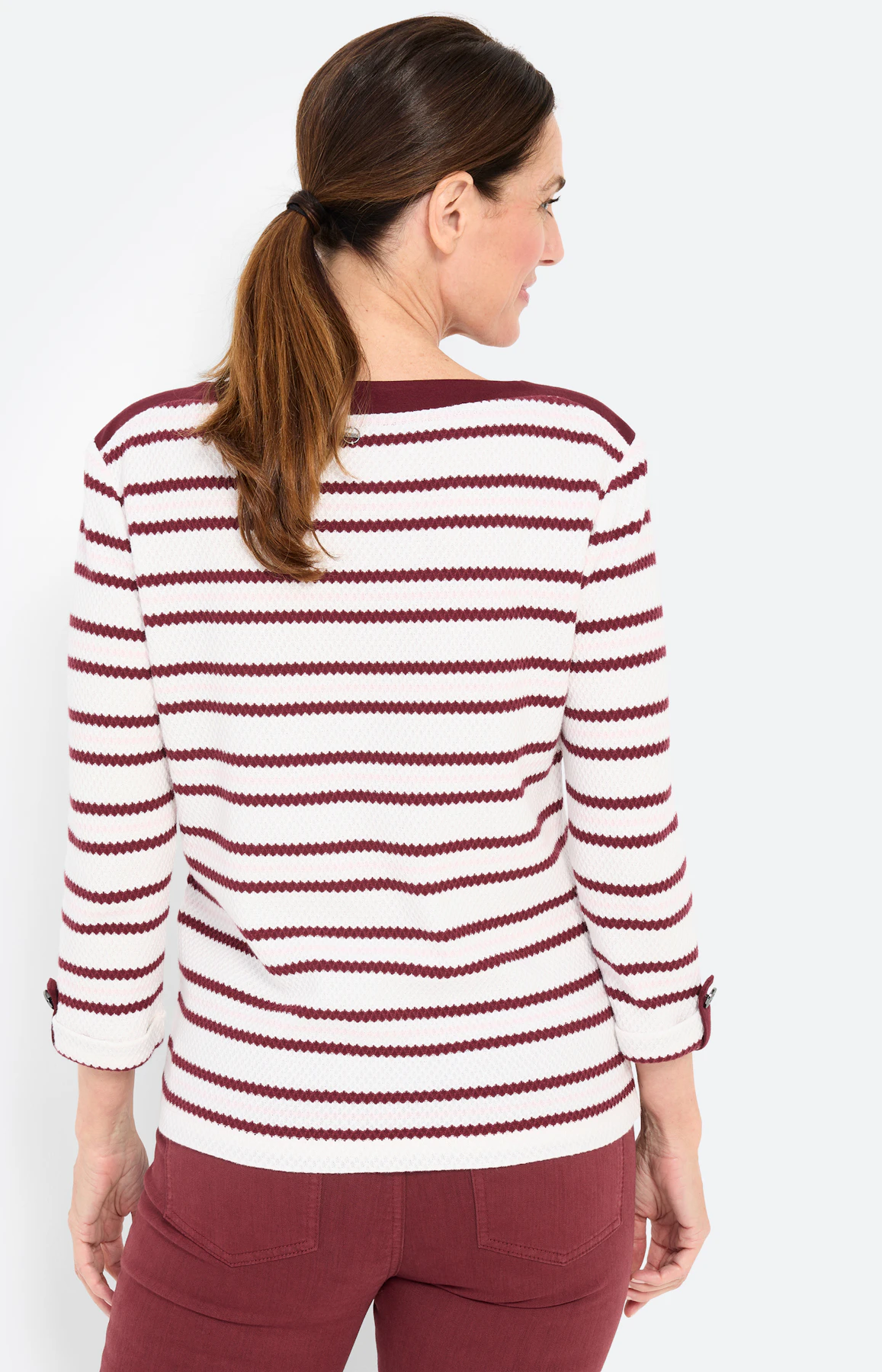 Sweatshirt in streepdessin, bordeaux