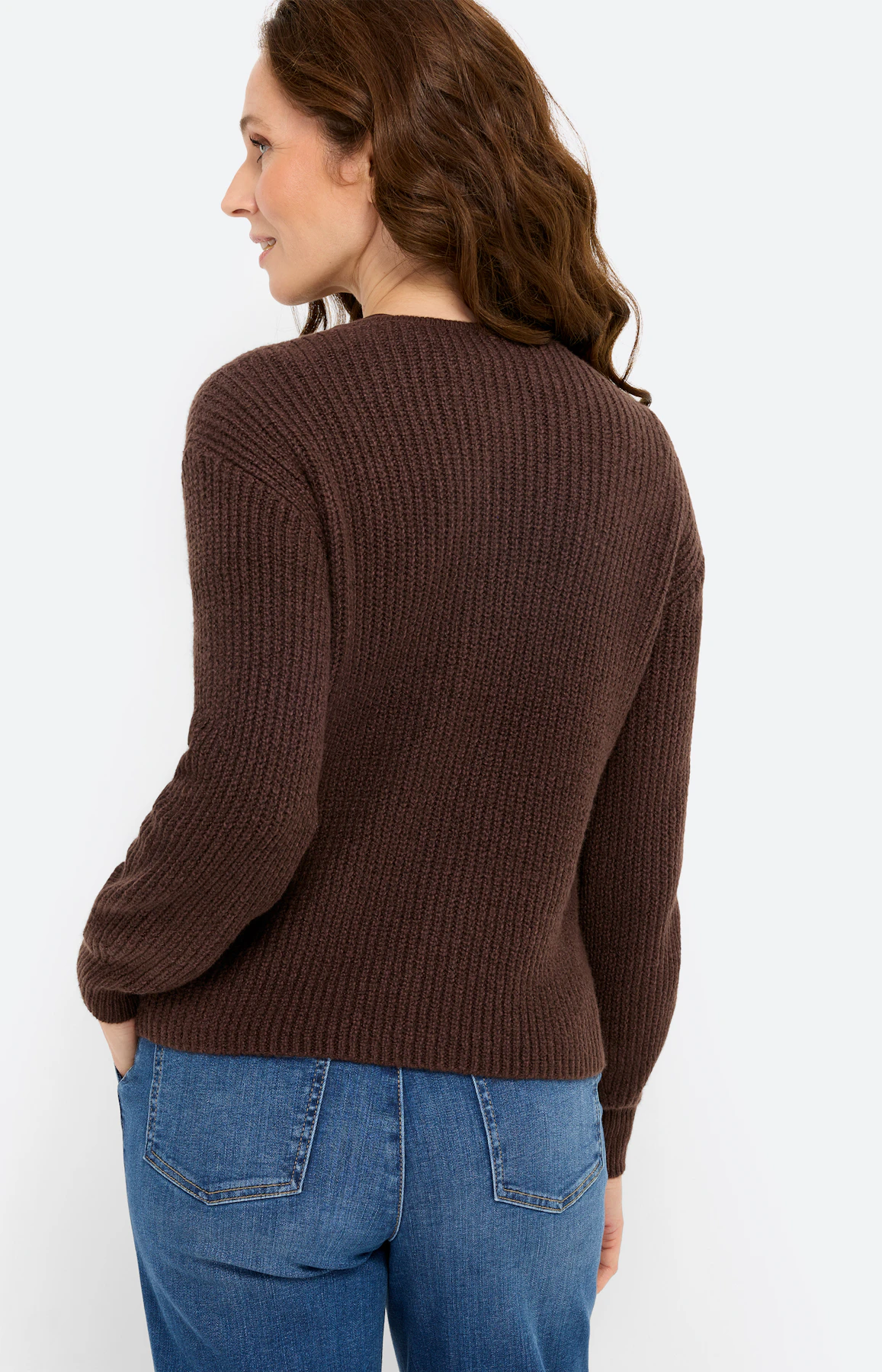 Cardigan met sierknopen, donkerbruin