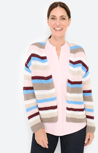 Cardigan met strepen, greige