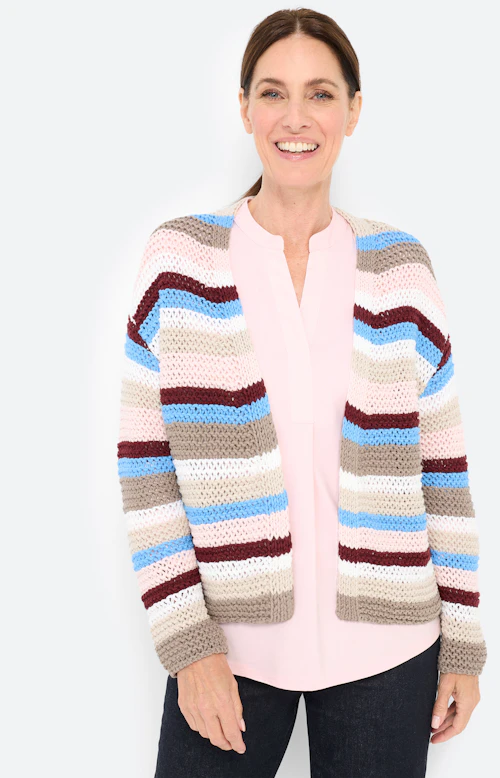 Cardigan met strepen, greige