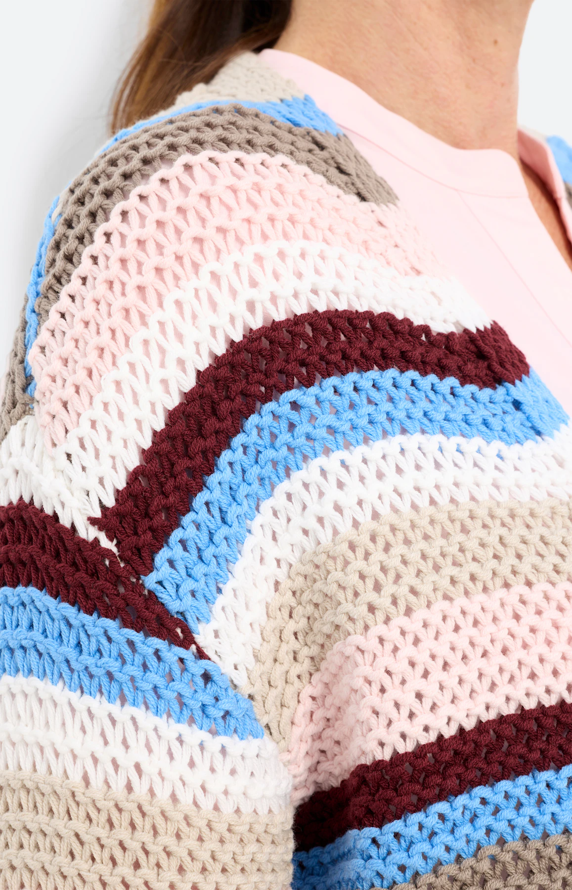 Cardigan met strepen, greige