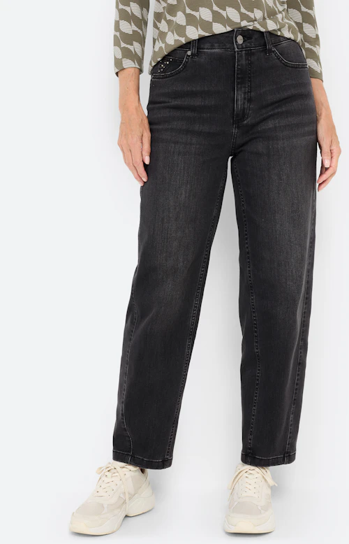 Barrel jeans 28 inch, donkergrijs