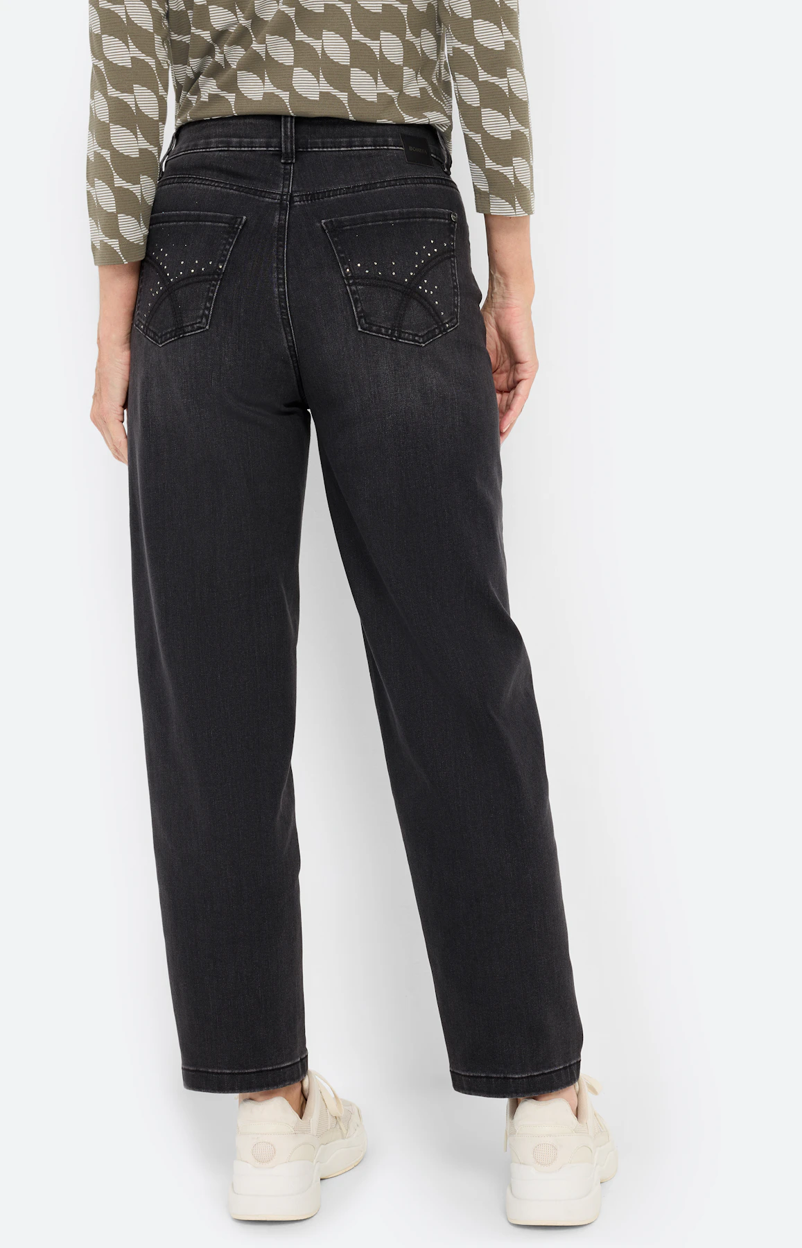 Barrel jeans 28 inch, donkergrijs