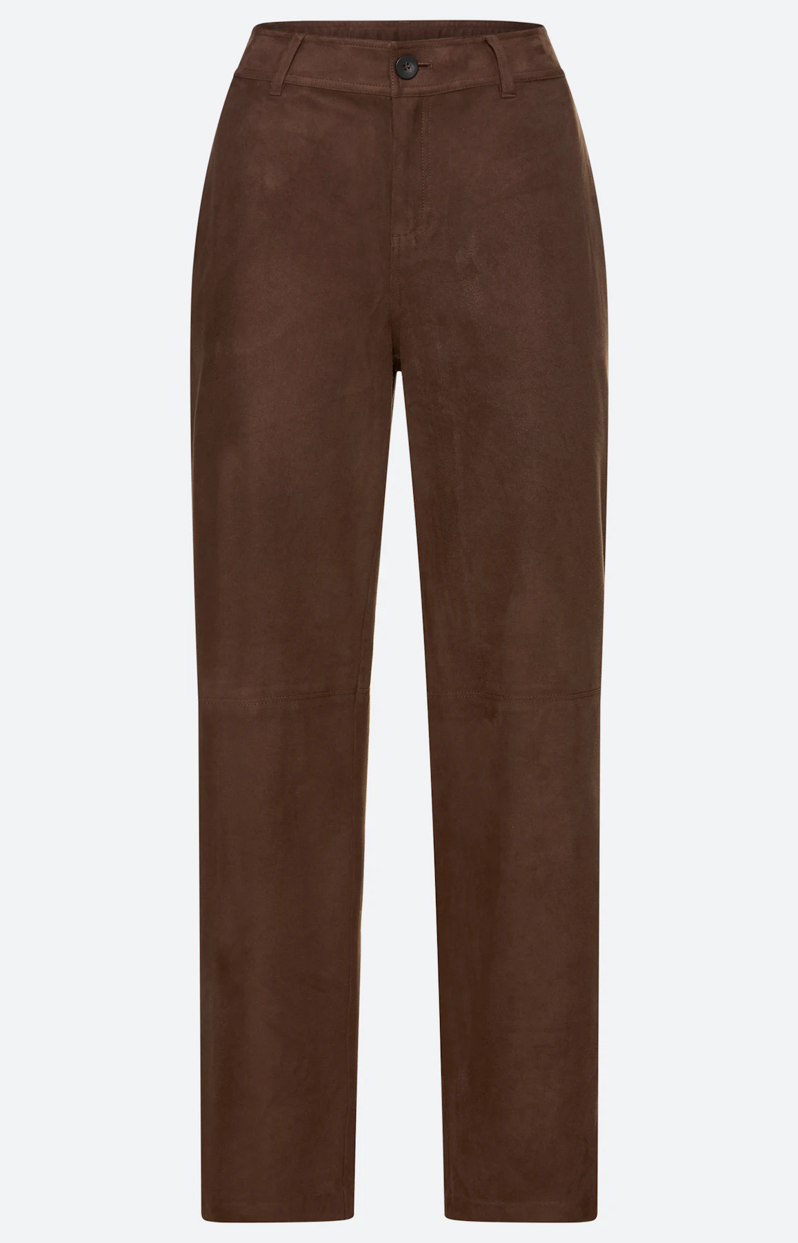Broek in suède-look 30 inch, donkerbruin