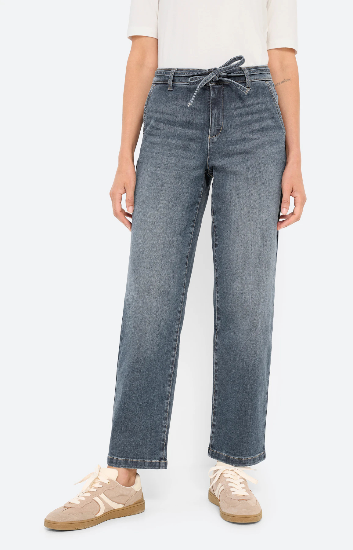 Jeans, wijde pijpen 30 inch, mid stone