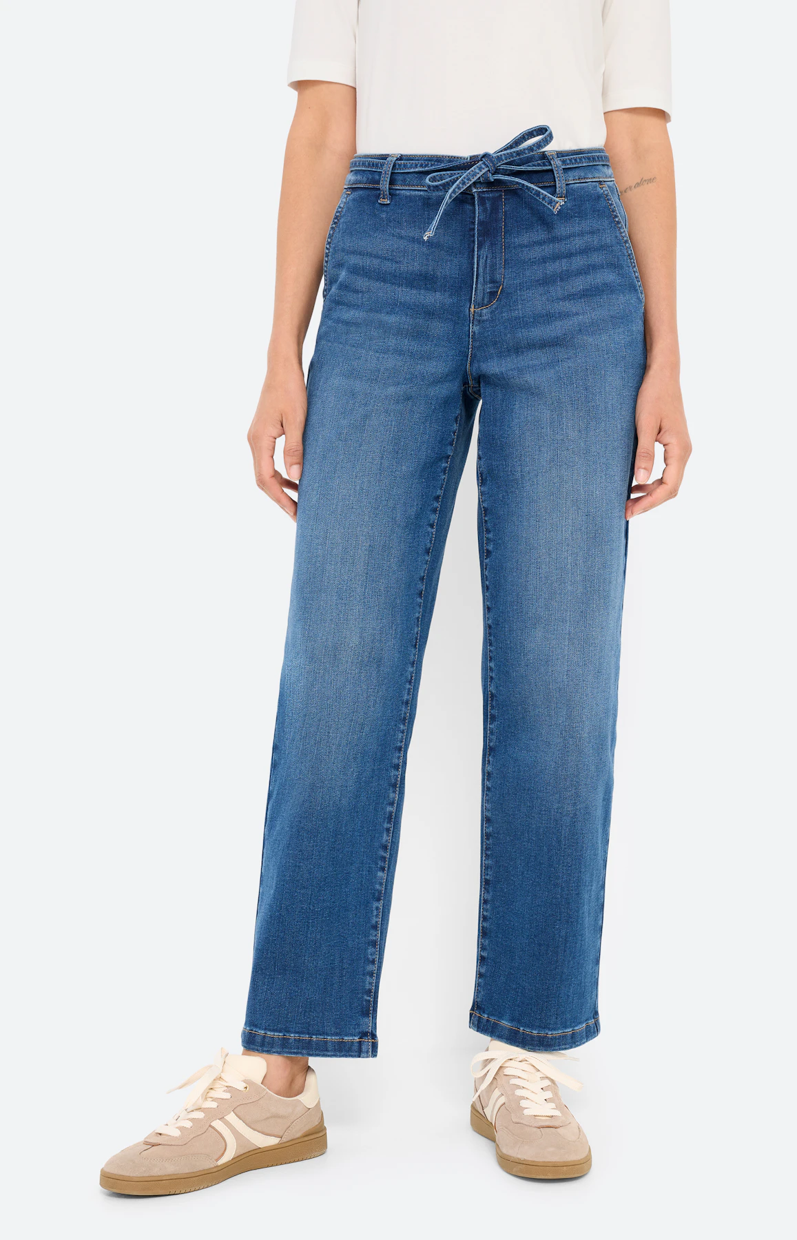 Jeans, wijde pijpen 30 inch, mid stone