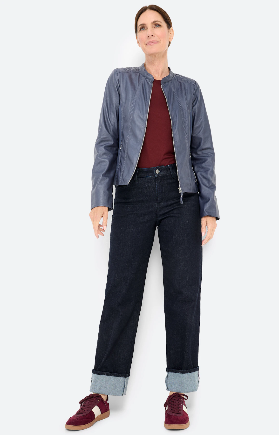 Jeans, wijde pijpen 30 inch, dark denim