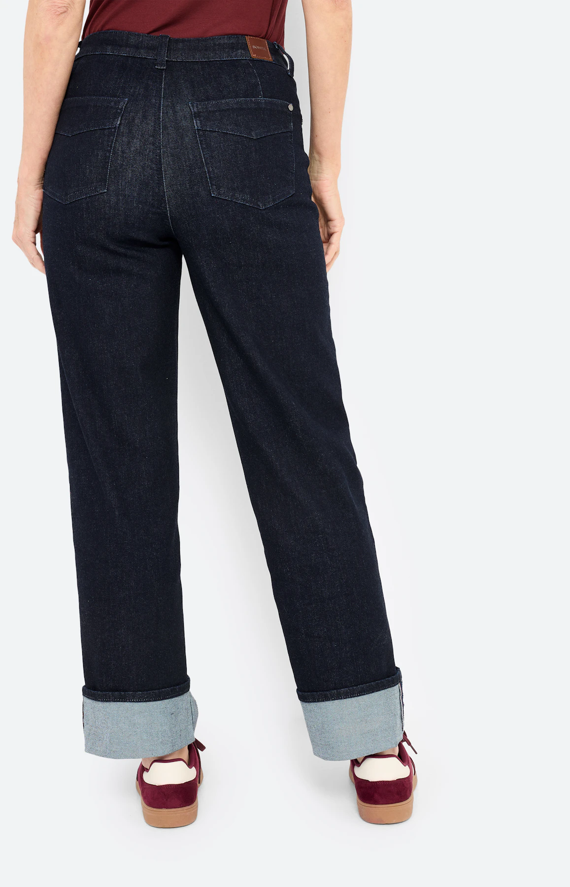 Jeans, wijde pijpen 30 inch, dark denim