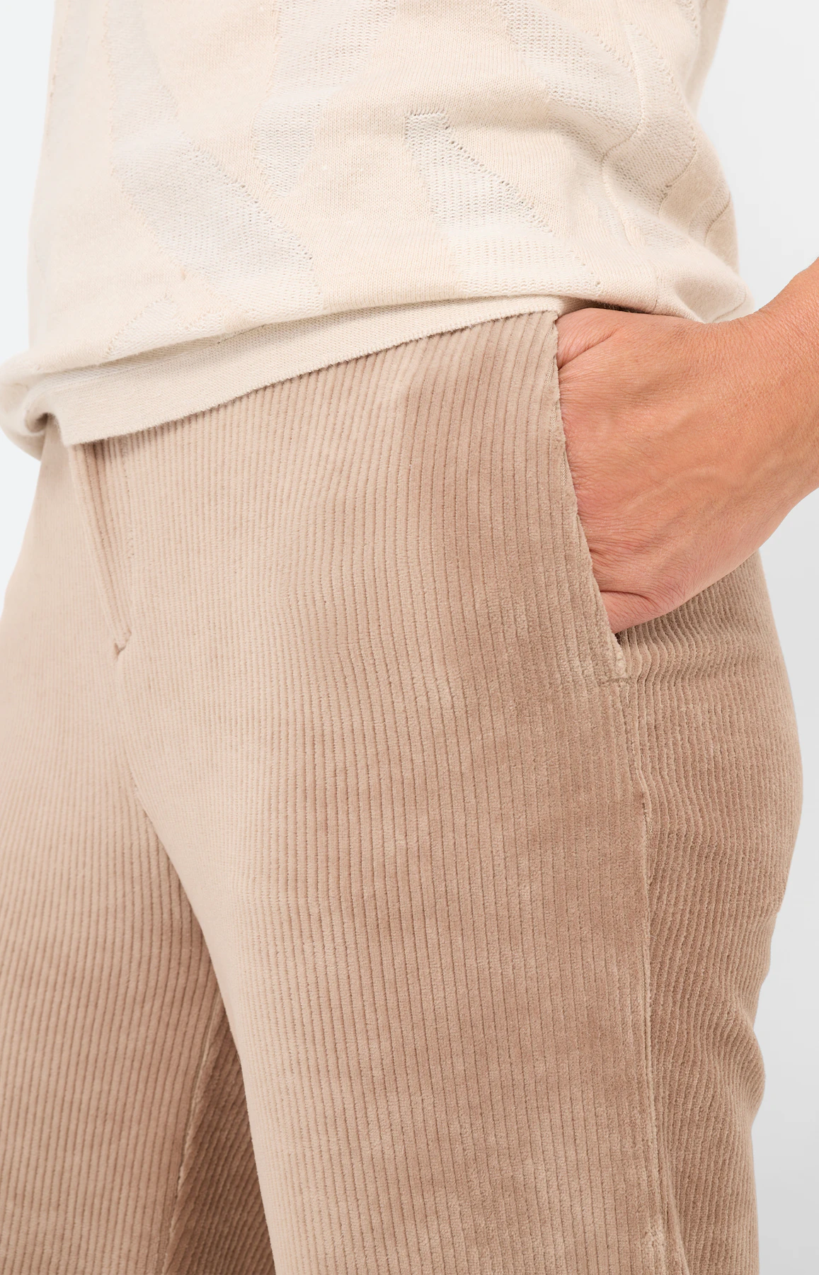 Marlene-broek, cord 32 inch, lichtbruin