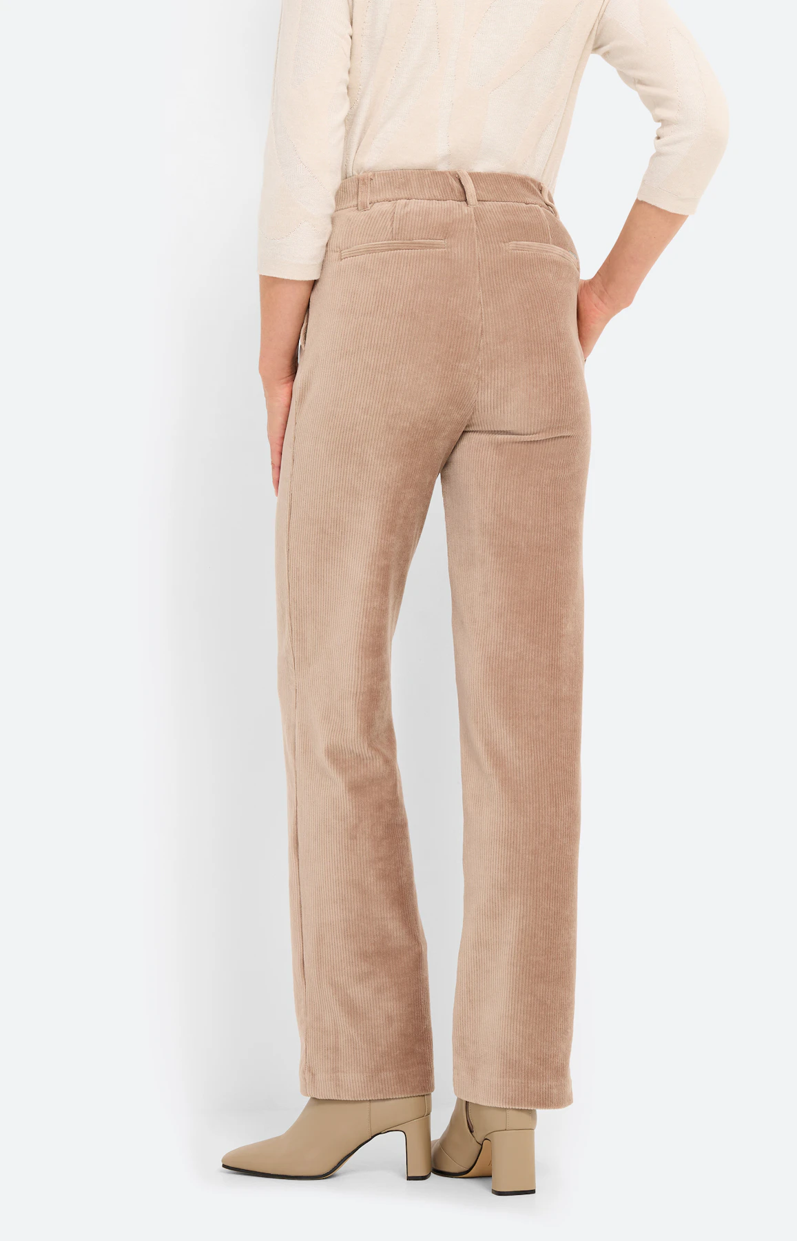 Marlene-broek, cord 32 inch, lichtbruin