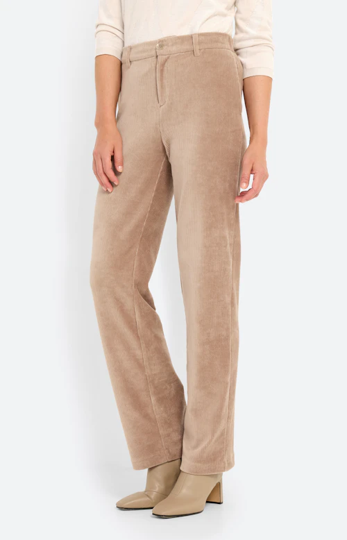 Marlene-broek, cord 32 inch, lichtbruin