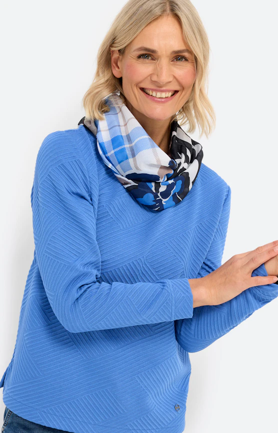 Colsjaal met motievenmix, staalblauw