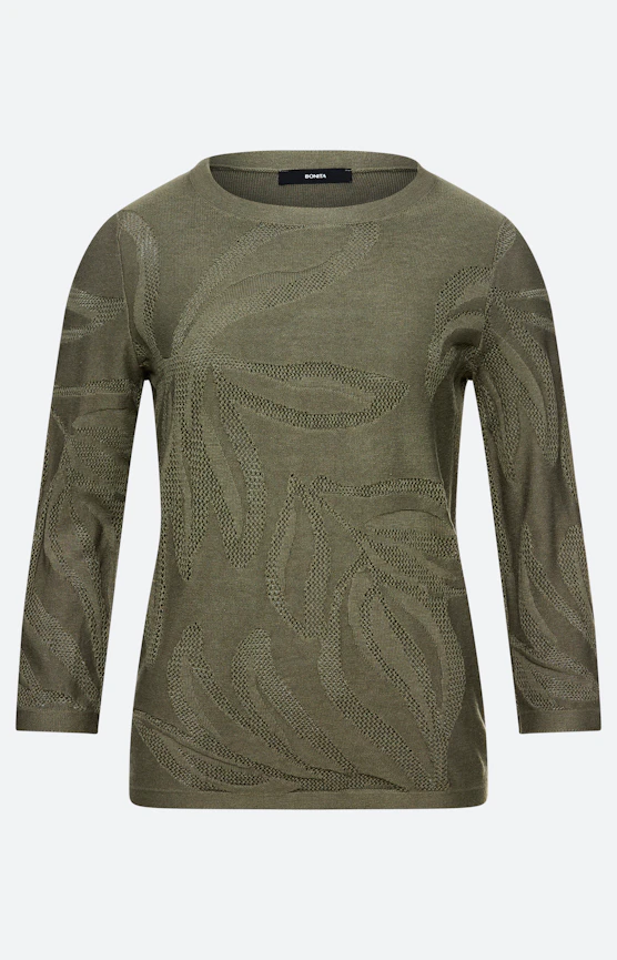 Pullover mit Ajourmuster, khaki