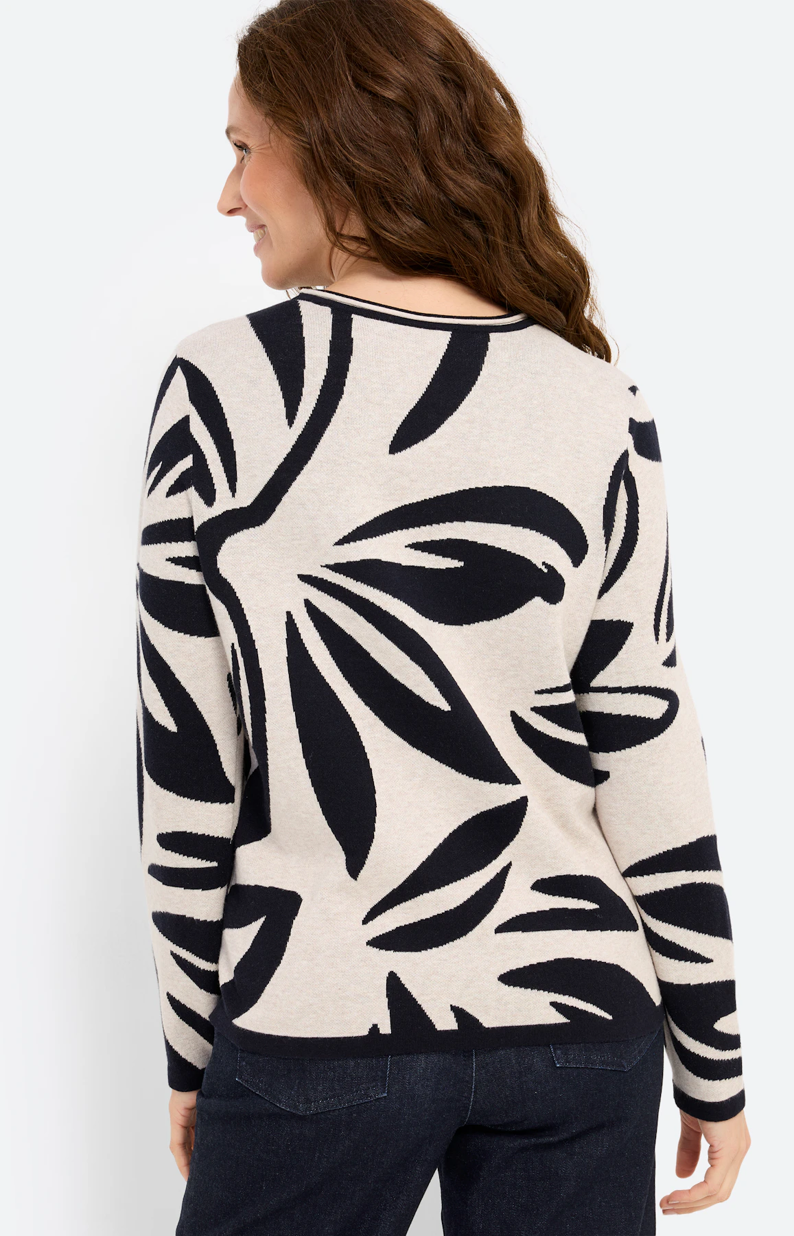 Trui met jacquardmotief, zandkleur