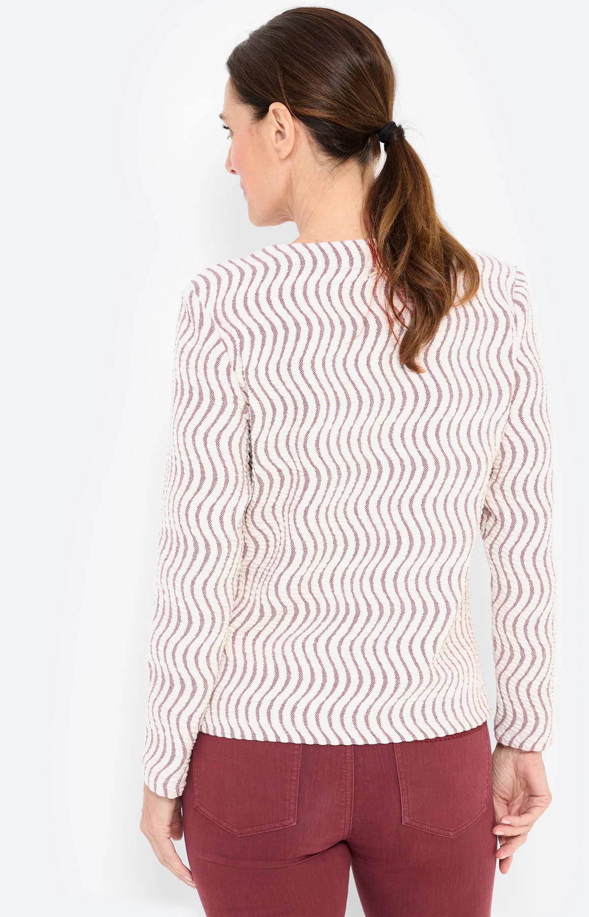 Sweatshirt met golfstructuur, bordeaux