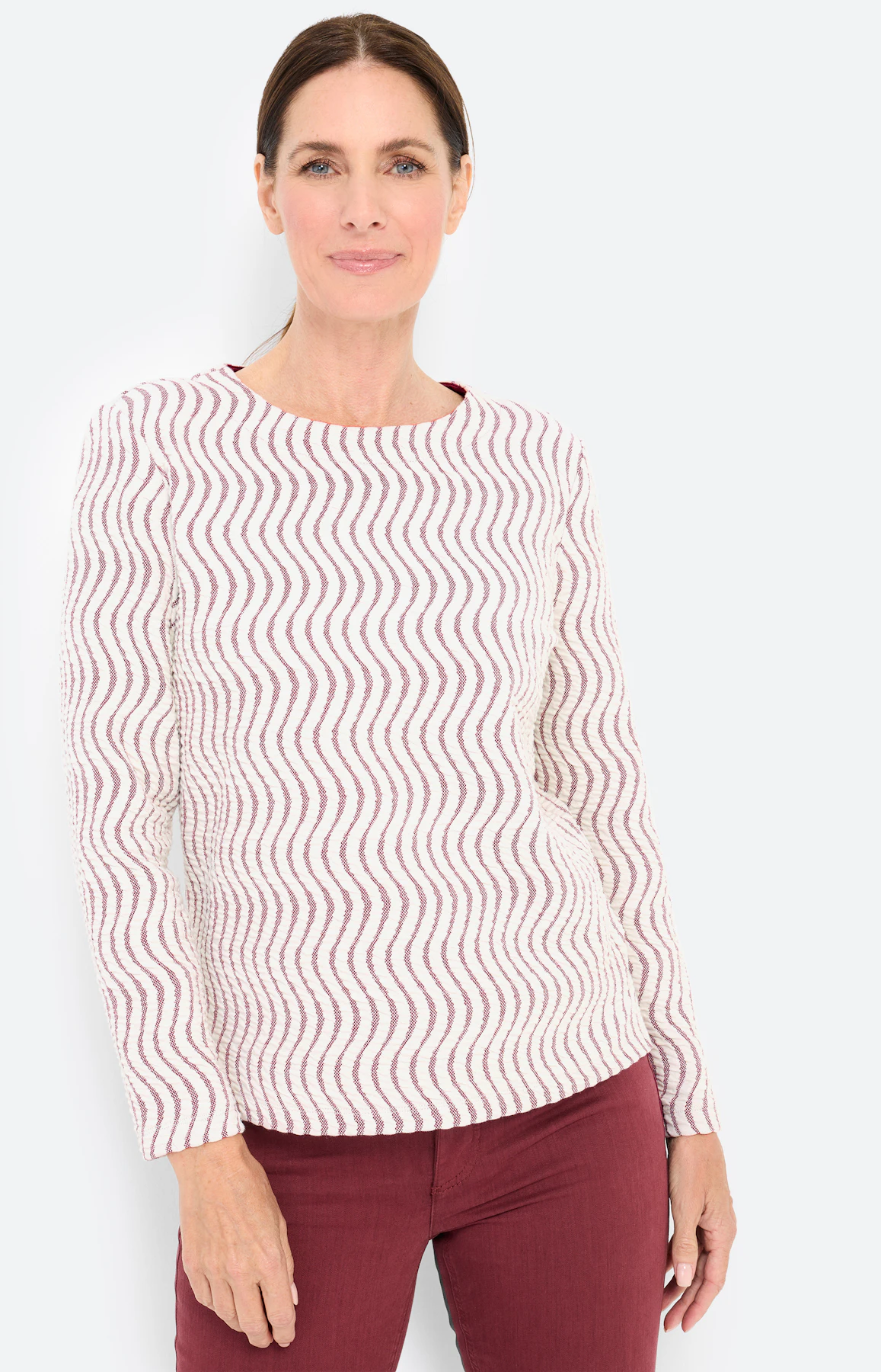 Sweatshirt met golfstructuur, bordeaux