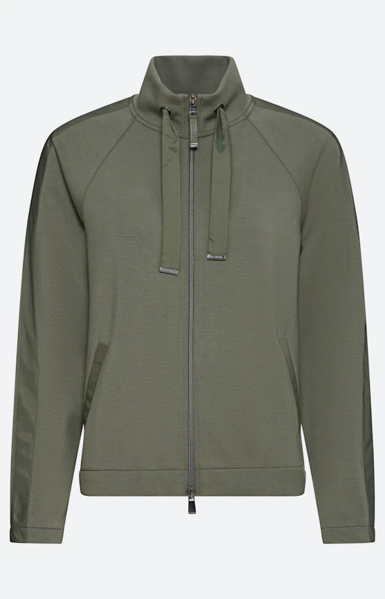 Sweatjacke mit Kragen, khaki