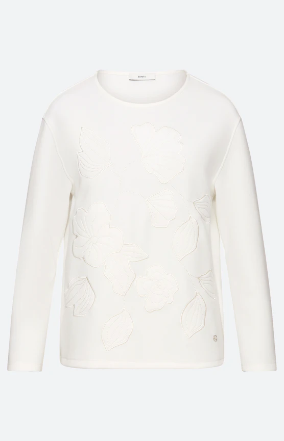 Sweatshirt mit Applikationen, weiß