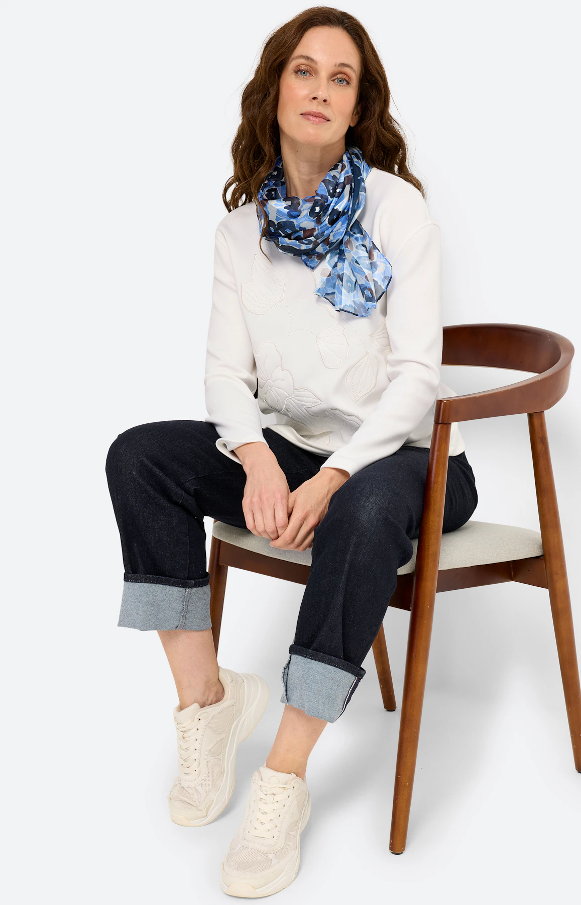 Sweatshirt met applicaties, wit